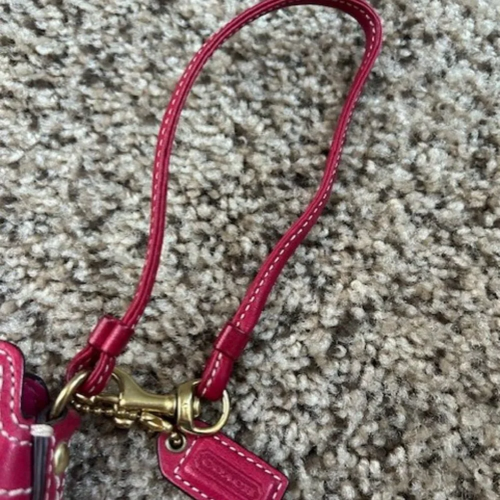 Hot Pink Coach Leather Wristlet - Picture 8 of 8